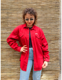 Vintage unisex denim κόκκινο πουκάμισο L