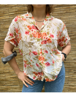 Vintage semi see through floral shirt XL