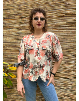 Vintage silk floral top M