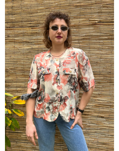 Vintage silk floral top M