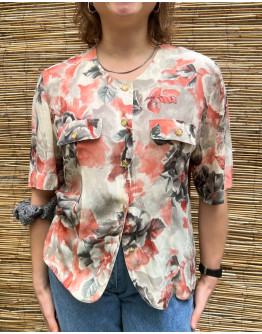 Vintage silk floral top M