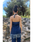 Vintage denim τοπ με κρόσσια Μ