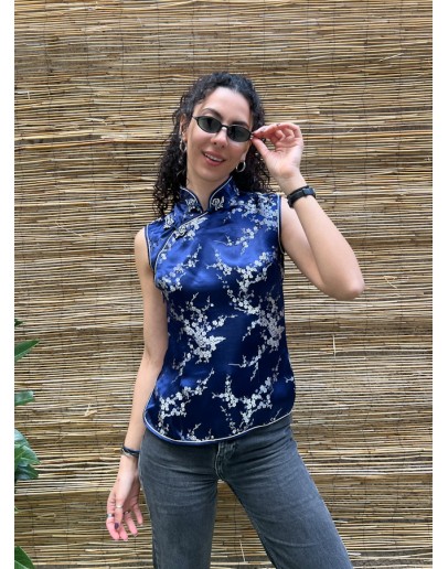 Vintage silk asian top S