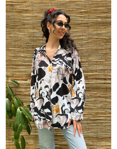 Vintage printed shirt XL