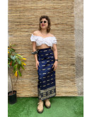 Vintage μεταξωτή έθνικ wrap φούστα maxi