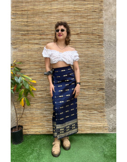 Vintage μεταξωτή έθνικ wrap φούστα maxi