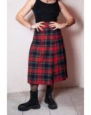 Vintage woolen wrap plaid skirt M