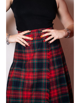 Vintage woolen wrap plaid skirt M