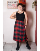 Vintage woolen wrap plaid skirt M