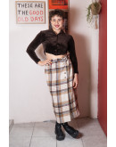 Vintage μάλλινη wrap καρό φούστα M