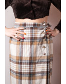 Vintage μάλλινη wrap καρό φούστα M