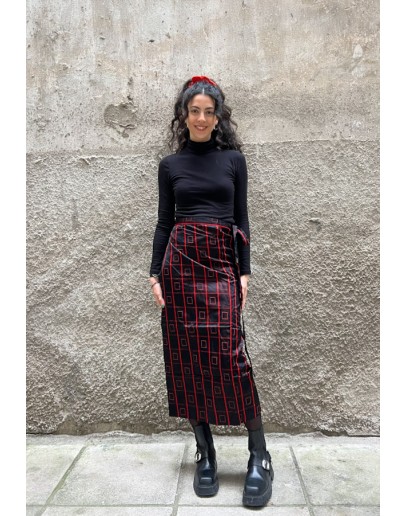 Vintage εμπριμέ wrap φούστα 