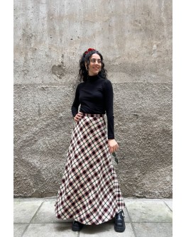 Vintage καρό πλεκτ΄η φούστα XS
