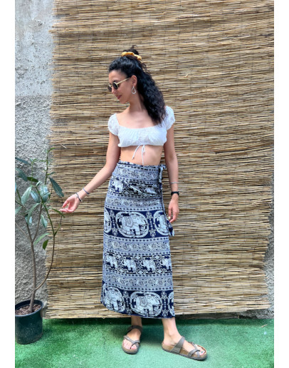 Vintage εμπριμέ wrap φούστα maxi 