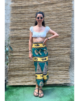Vintage εμπριμέ wrap φούστα midi 