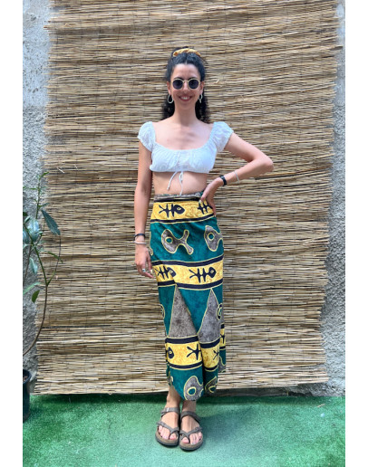 Vintage εμπριμέ wrap φούστα midi 