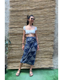 Vintage printed wrap skirt midi L