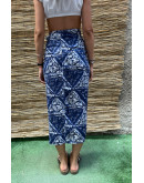 Vintage printed wrap skirt midi L