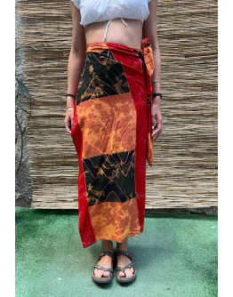 Vintage printed wrap skirt maxi
