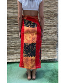 Vintage printed wrap skirt maxi