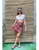 Vintage εμπριμέ wrap φούστα mini 