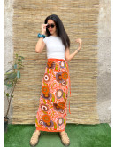 Vintage printed wrap skirt maxi