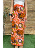 Vintage printed wrap skirt maxi