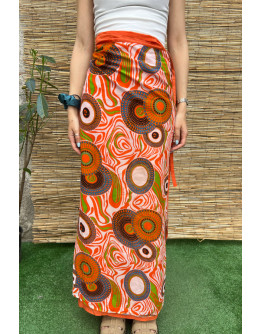 Vintage printed wrap skirt maxi