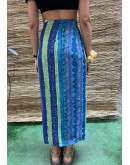 Vintage εμπριμέ wrap φούστα maxi M