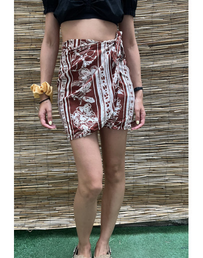 Vintage εμπριμέ wrap φούστα mini 