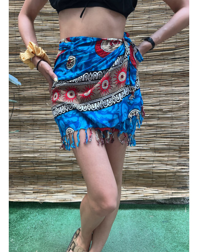 Vintage εμπριμέ wrap φούστα mini 