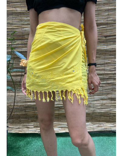 Vintage wrap φούστα με κεντημένες λεπτομέρειες mini 