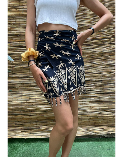 Vintage εμπριμέ wrap φούστα mini 