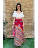 Silk printed double faced wrap skirt maxi 