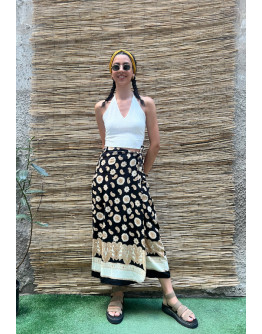 Vintage εμπριμέ wrap φούστα maxi 