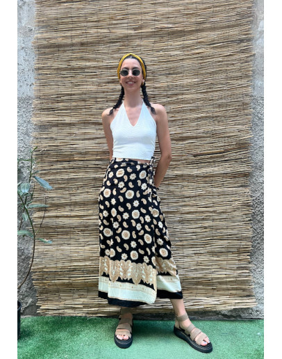 Vintage εμπριμέ wrap φούστα maxi 