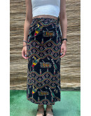 Vintage εμπριμέ wrap φούστα maxi 