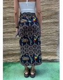 Vintage εμπριμέ wrap φούστα maxi 