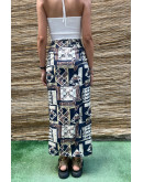 Vintage εμπριμέ wrap φούστα maxi 
