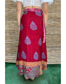 Silk printed double faced wrap skirt maxi 