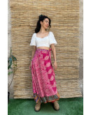 Silk printed double faced wrap skirt maxi 