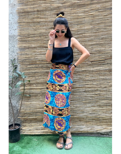 Vintage εμπριμέ wrap φούστα maxi 