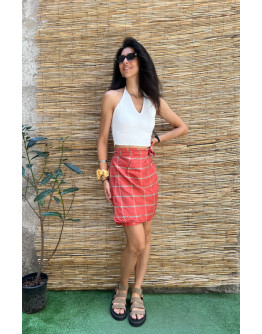 Vintage μεταξωτή καρό wrap φούστα mini 