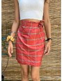 Vintage μεταξωτή καρό wrap φούστα mini 
