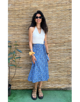 Vintage wrap printed skirt midi M