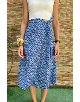Vintage wrap printed skirt midi M