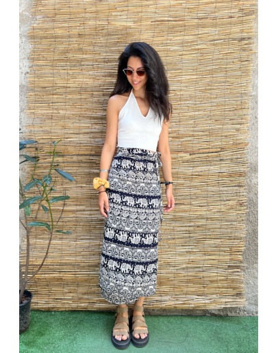 Vintage εμπριμέ wrap φούστα maxi 