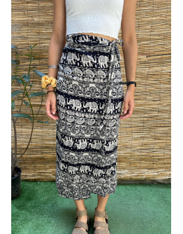 Vintage εμπριμέ wrap φούστα maxi 