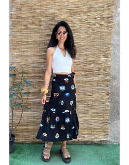 Vintage printed wrap skirt midi