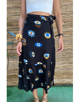 Vintage printed wrap skirt midi